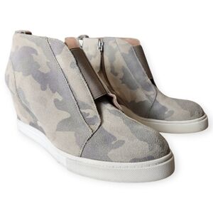 LINEA PAOLO FELICIA GREY SUEDE LEATHER WEDGE HEEL SNEAKER size 6